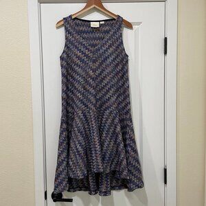 Anthropologie Maeve Shift Dress Small Blue Sleeveless Drop Waist Knit Colorful